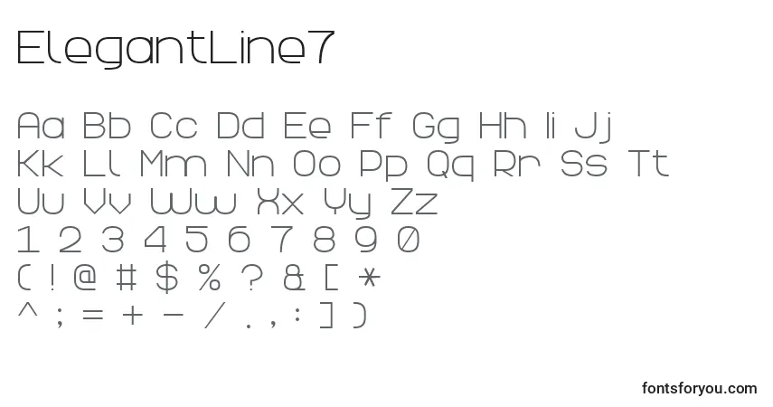A fonte ElegantLine7 – alfabeto, números, caracteres especiais