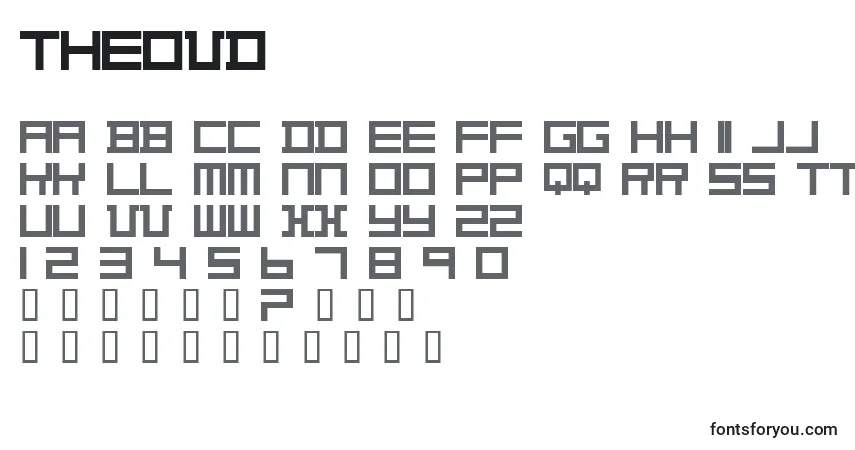 Czcionka Theovd – alfabet, cyfry, specjalne znaki