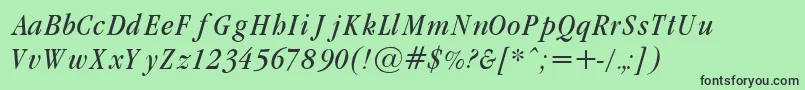GaramondCondLightItalic Font – Black Fonts on Green Background