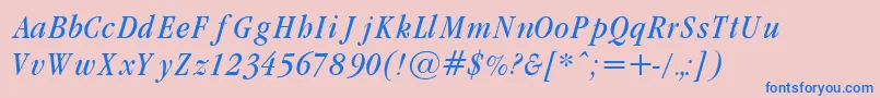 GaramondCondLightItalic Font – Blue Fonts on Pink Background