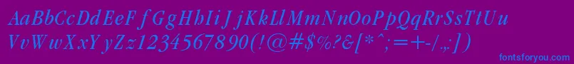 GaramondCondLightItalic Font – Blue Fonts on Purple Background