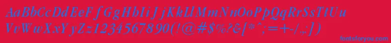 GaramondCondLightItalic Font – Blue Fonts on Red Background