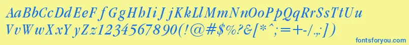 Шрифт GaramondCondLightItalic – синие шрифты на жёлтом фоне