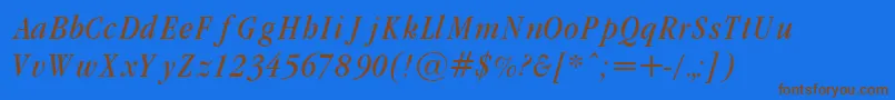 GaramondCondLightItalic-fontti – ruskeat fontit sinisellä taustalla