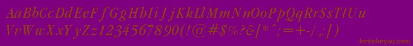 GaramondCondLightItalic-Schriftart – Braune Schriften auf violettem Hintergrund