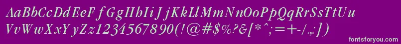 GaramondCondLightItalic Font – Green Fonts on Purple Background