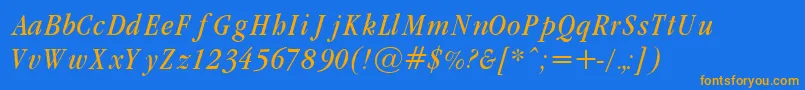 GaramondCondLightItalic Font – Orange Fonts on Blue Background