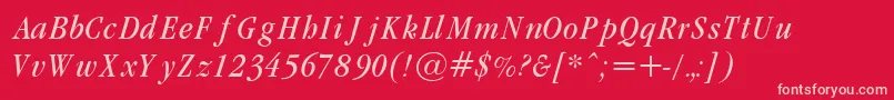 GaramondCondLightItalic-fontti – vaaleanpunaiset fontit punaisella taustalla