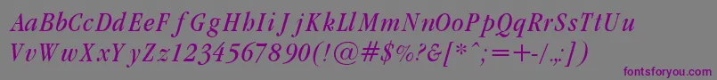 GaramondCondLightItalic Font – Purple Fonts on Gray Background