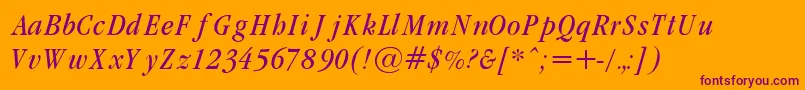 GaramondCondLightItalic Font – Purple Fonts on Orange Background