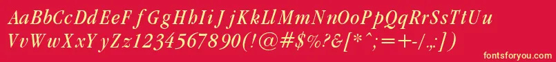 GaramondCondLightItalic Font – Yellow Fonts on Red Background