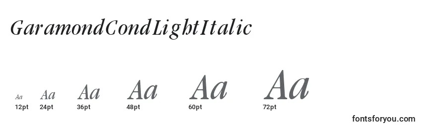 GaramondCondLightItalic Font Sizes