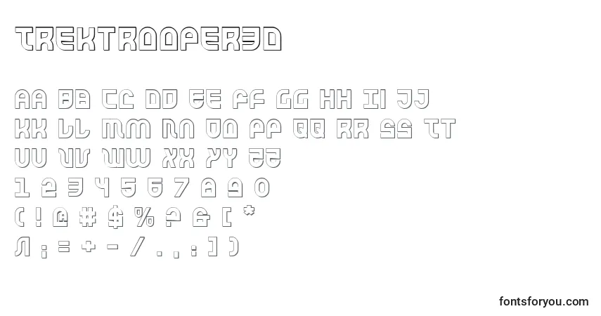 A fonte Trektrooper3D – alfabeto, números, caracteres especiais
