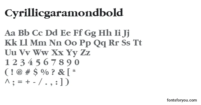 Cyrillicgaramondbold-fontti – aakkoset, numerot, erikoismerkit