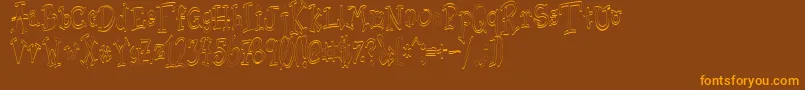 Sischu-Schriftart – Orangefarbene Schriften auf braunem Hintergrund