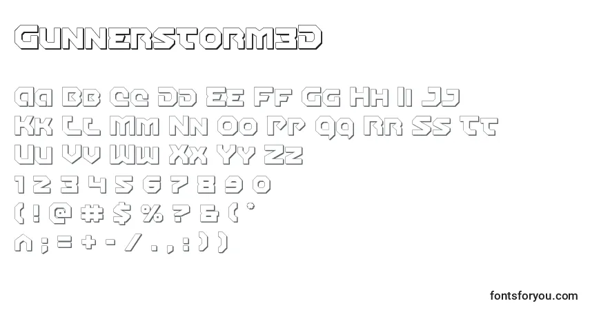 Schriftart Gunnerstorm3D – Alphabet, Zahlen, spezielle Symbole