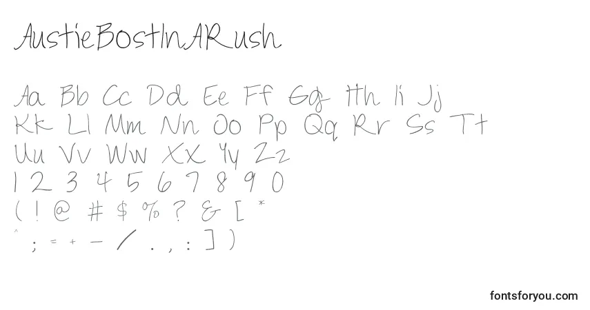A fonte AustieBostInARush – alfabeto, números, caracteres especiais