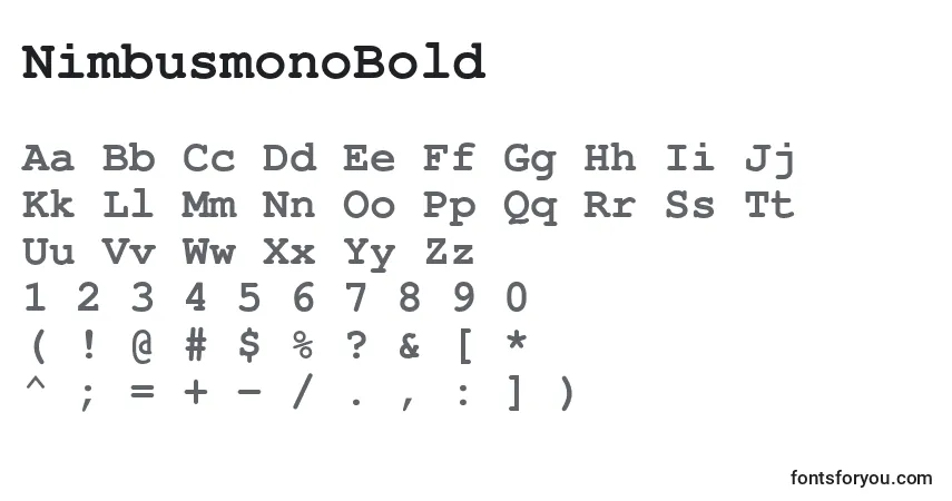 Шрифт NimbusmonoBold – алфавит, цифры, специальные символы