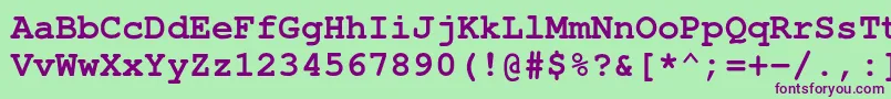 NimbusmonoBold-fontti – violetit fontit vihreällä taustalla