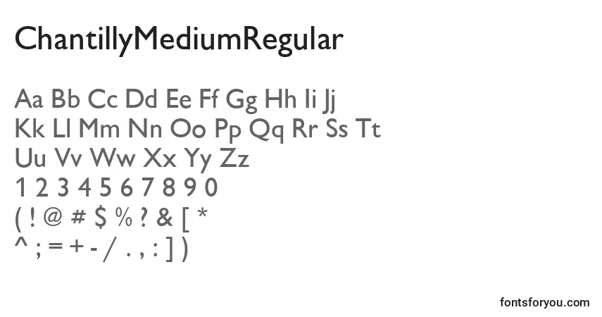 Schriftart ChantillyMediumRegular – Alphabet, Zahlen, spezielle Symbole