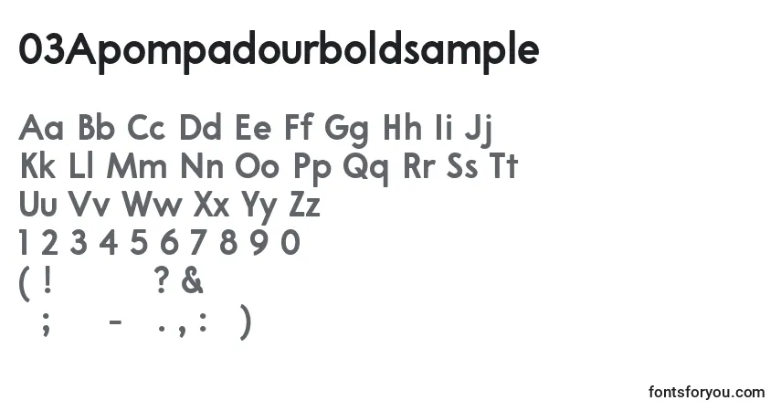 Шрифт 03Apompadourboldsample – алфавит, цифры, специальные символы
