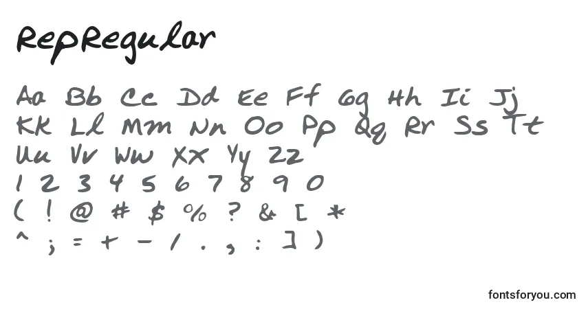 Schriftart RepRegular – Alphabet, Zahlen, spezielle Symbole