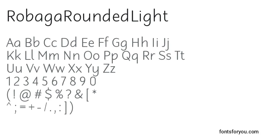 Schriftart RobagaRoundedLight – Alphabet, Zahlen, spezielle Symbole