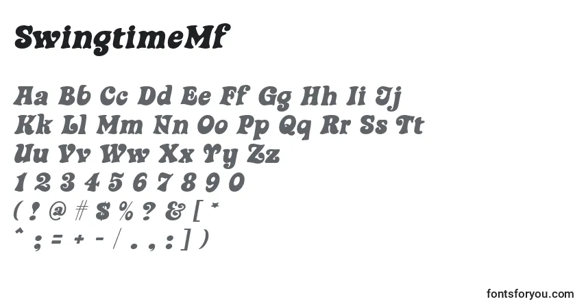 A fonte SwingtimeMf – alfabeto, números, caracteres especiais