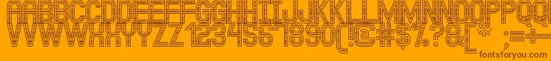 JuxKadabraSt-Schriftart – Braune Schriften auf orangefarbenem Hintergrund