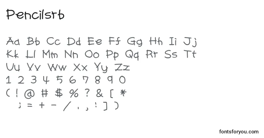 Schriftart Pencilsrb – Alphabet, Zahlen, spezielle Symbole