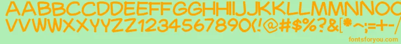 Maurysselフォントについての詳細 フォントMauryssel – オレンジの文字が緑の背景にあります。