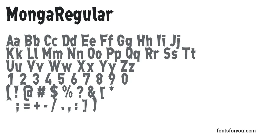 Schriftart MongaRegular – Alphabet, Zahlen, spezielle Symbole