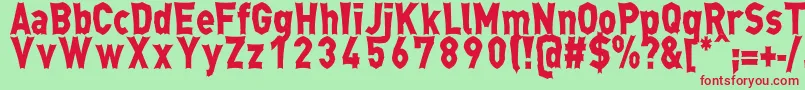 MongaRegular Font – Red Fonts on Green Background