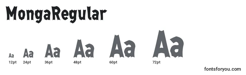 Размеры шрифта MongaRegular