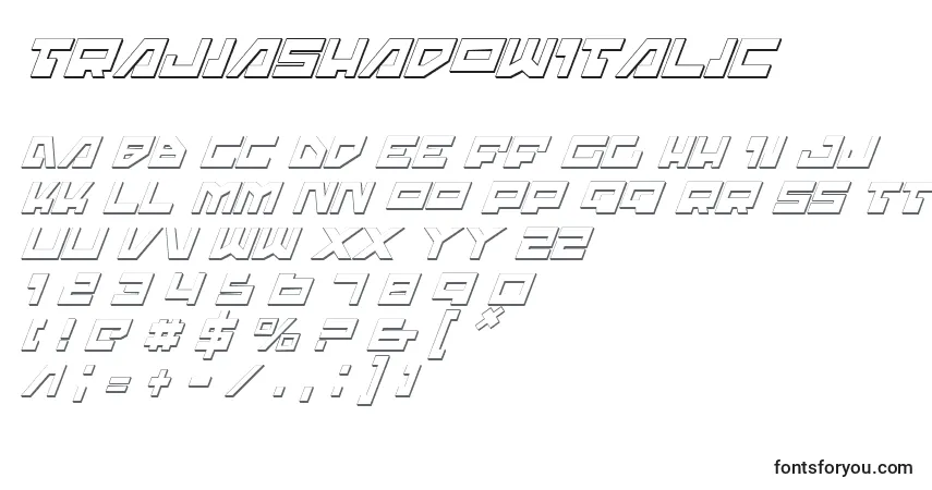 Fuente TrajiaShadowItalic - alfabeto, números, caracteres especiales