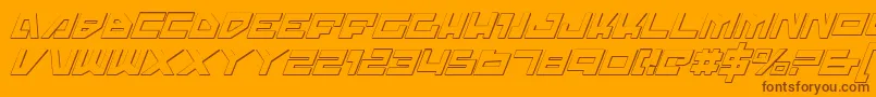 TrajiaShadowItalic-Schriftart – Braune Schriften auf orangefarbenem Hintergrund