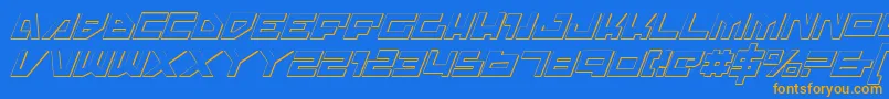 TrajiaShadowItalic-Schriftart – Orangefarbene Schriften auf blauem Hintergrund