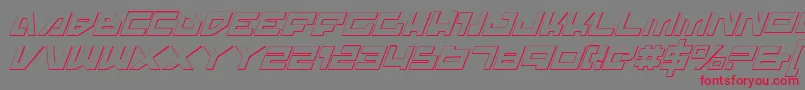 TrajiaShadowItalic-Schriftart – Rote Schriften auf grauem Hintergrund