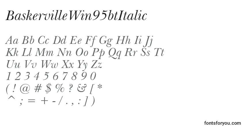 Schriftart BaskervilleWin95btItalic – Alphabet, Zahlen, spezielle Symbole