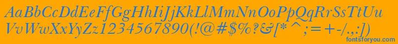 BaskervilleWin95btItalic Font – Blue Fonts on Orange Background