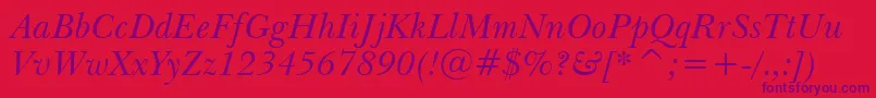 Czcionka BaskervilleWin95btItalic – fioletowe czcionki na czerwonym tle