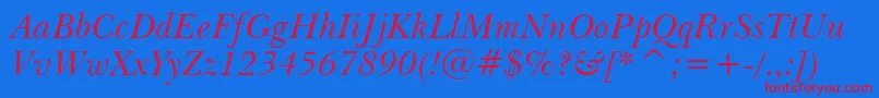 BaskervilleWin95btItalic-fontti – punaiset fontit sinisellä taustalla