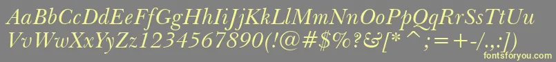 フォントBaskervilleWin95btItalic – 黄色のフォント、灰色の背景