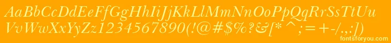 BaskervilleWin95btItalic Font – Yellow Fonts on Orange Background