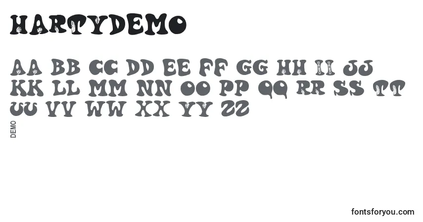 Schriftart Hartydemo (106341) – Alphabet, Zahlen, spezielle Symbole