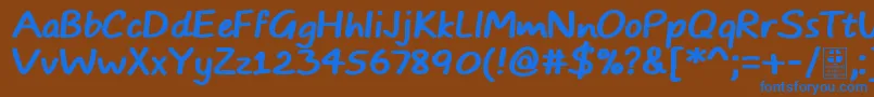 TypoComicsBoldDemo-Schriftart – Blaue Schriften auf braunem Hintergrund