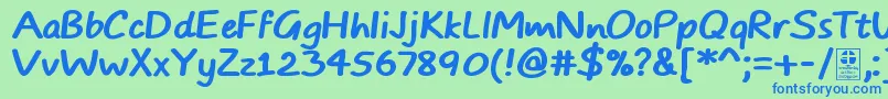 Czcionka TypoComicsBoldDemo – niebieskie czcionki na zielonym tle