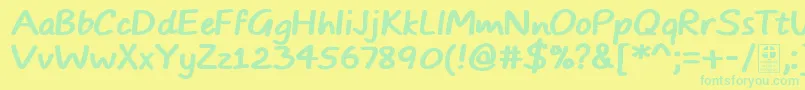 TypoComicsBoldDemo-fontti – vihreät fontit keltaisella taustalla