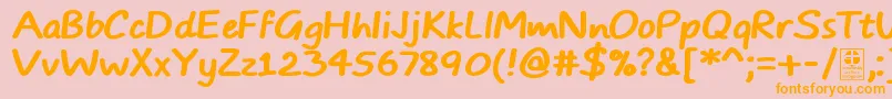 フォントTypoComicsBoldDemo – オレンジの文字がピンクの背景にあります。