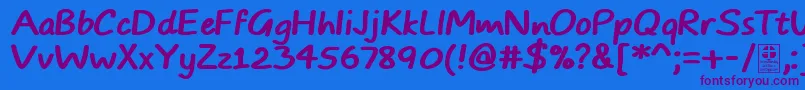Czcionka TypoComicsBoldDemo – fioletowe czcionki na niebieskim tle